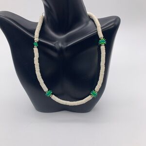 Vtg. White Puke Style 16” Choker Necklace With Spike Multi Color Silicone Beads
